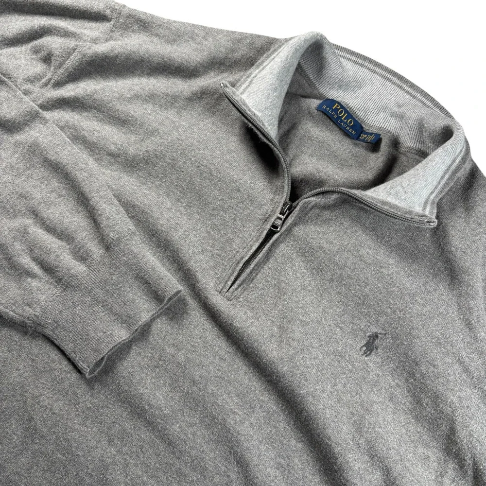 Polo Ralph Lauren‎ 1/4 Zip Mens HTF Sz 4XB Heather Gray Sweater Preppy Old Money